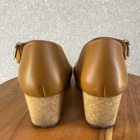 Papillio by Birkenstock Wedge Mary Cognac Brown Leather Sandals Size 36 (US 5) - Picture 6 of 12